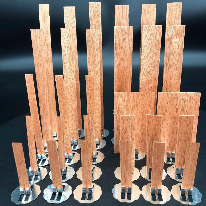 10pc 6-13cm Wooden Candles Wick With Sustainer Tab Candle Wick Core For DIY Candle Handmade Wooden Wick Soy Parffin Wax Wick DIY Candle Making