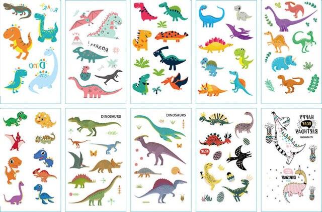 10pcs Dinosaur Sticker Temporary Tatoo Waterproof Colorful Elegant Children Tattoos