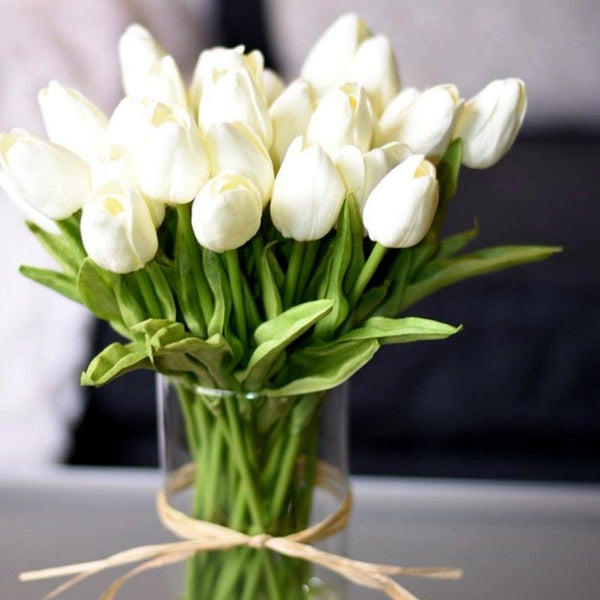 10PCS PU Fake Tulips Real Touch beautiful and Eligant Flower Real Touch Bouquet For Wedding Decoration Flowers Home Garden Decor