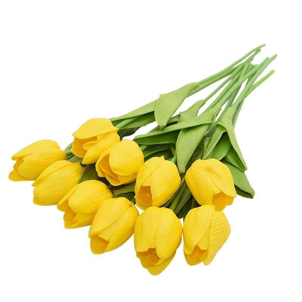 10PCS PU Fake Tulips Real Touch beautiful and Eligant Flower Real Touch Bouquet For Wedding Decoration Flowers Home Garden Decor