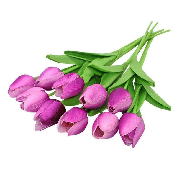10PCS PU Fake Tulips Real Touch beautiful and Eligant Flower Real Touch Bouquet For Wedding Decoration Flowers Home Garden Decor