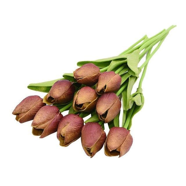 10PCS PU Fake Tulips Real Touch beautiful and Eligant Flower Real Touch Bouquet For Wedding Decoration Flowers Home Garden Decor