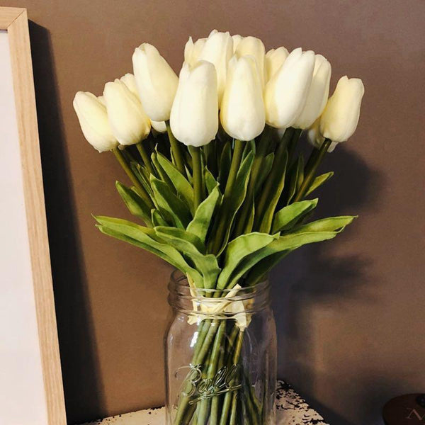 10PCS PU Fake Tulips Real Touch beautiful and Eligant Flower Real Touch Bouquet For Wedding Decoration Flowers Home Garden Decor