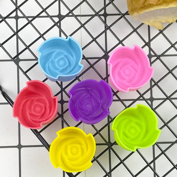 10pcs Rose Mold  Food Grade Silicone Mini Cupcake Cake Tool Muffin Cookie Baking Molds Chocolate Soap Pastry Decorating Set Reusable And Non-stick Mini Size Silicone Baking Cups Muffin Cups Mini Cupcake Liners Mini Chocolate Holders