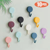 10PCS Self Adhesive Wall Hook Strong Without Drilling Coat Bag Bathroom Door Kitchen Towel Hanger Hooks Home Storage Accessories Decorative Hooks Entrance Organizers with Self-Adhesive Hooks for Hanging Keys Towels