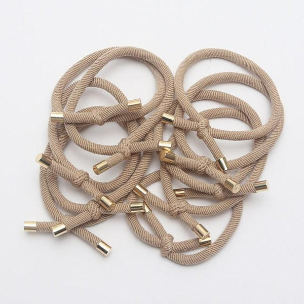 10PCS Women Elastic Hair Rubber Bands High Quality Girls Hair Bands Hair Scrunchies Gold Plated  Hair Accessories Hair Gum Tie Gorgeous Hair Accessories For Women