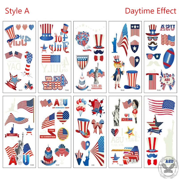 10Pcs Luminous Independence Day Tattoos Sticker