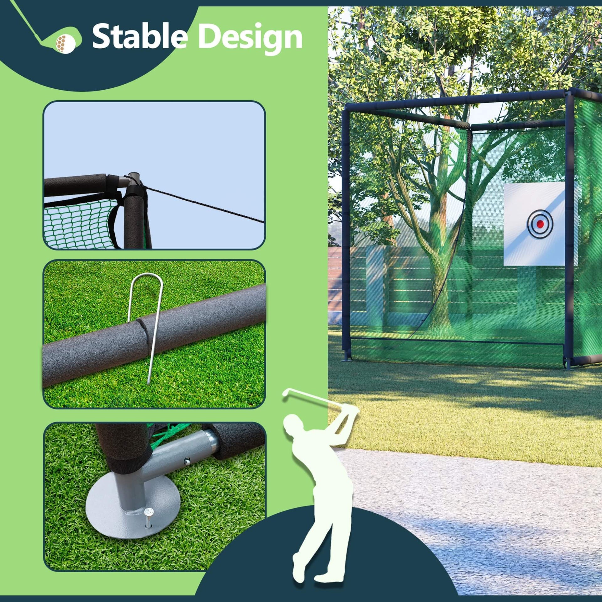 [10X10FT] Golf Practice Net Cage With Metal Frame (SAK41786)