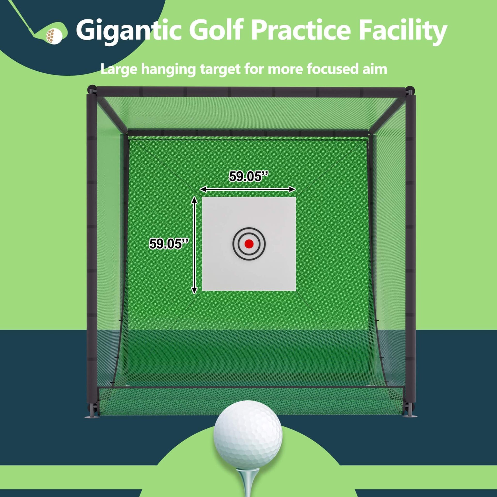 [10X10FT] Golf Practice Net Cage With Metal Frame (SAK41786)