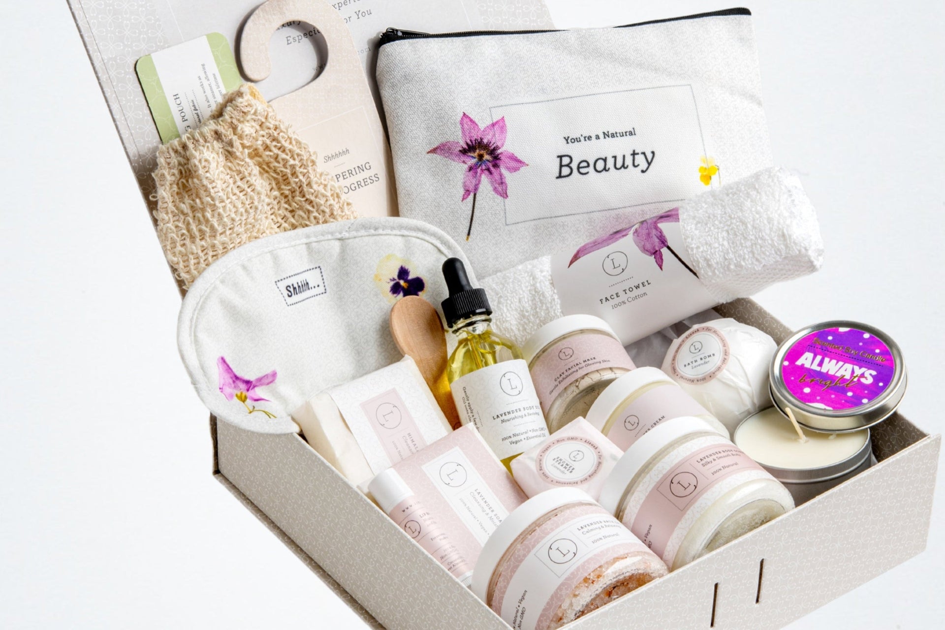 A Special Day Gift, Birthday Gift Basket, Lavender Natural Bath & Body -  Gift Box