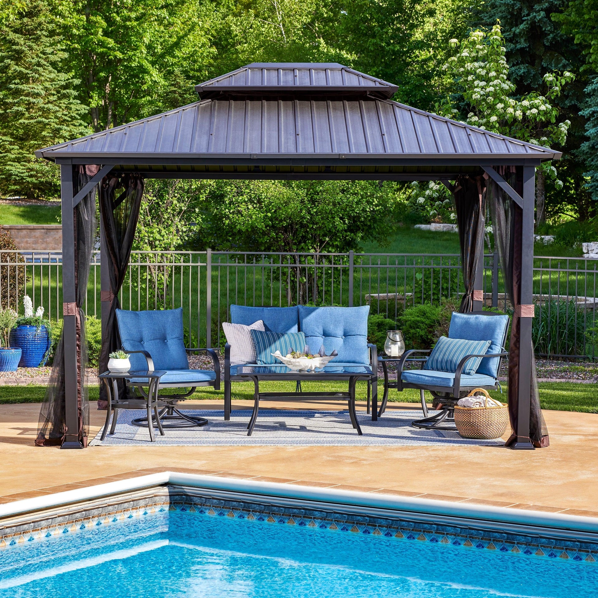 Duncan 10' x 12' Hardtop Gazebo – Metal Roof Outdoor Patio Gazebo with Heavy Duty Steel Frame