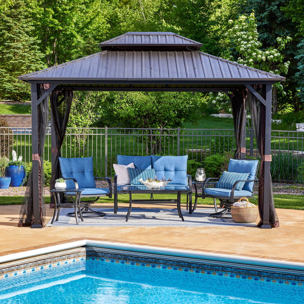 Duncan 10' x 12' Hardtop Gazebo – Metal Roof Outdoor Patio Gazebo with Heavy Duty Steel Frame