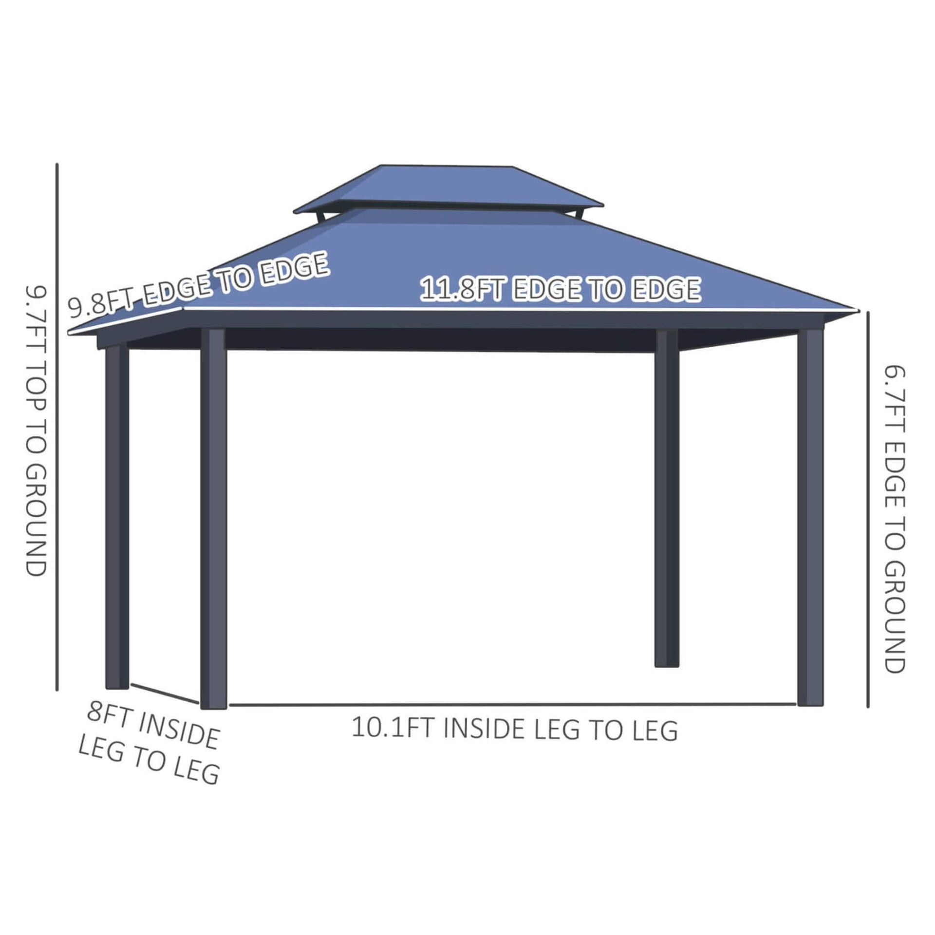 [10X12FT] Hardtop Gazebo Canopy With Polycarbonate Double Roof, Netting, And Curtains (SAK15672)