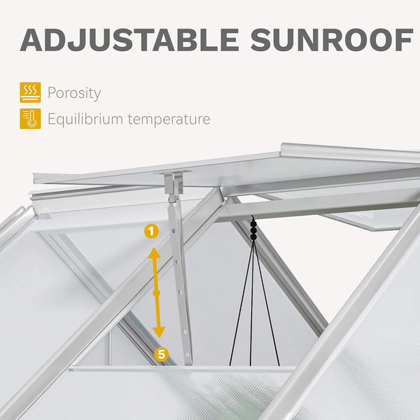 [10X12FT] Large Polycarbonate Walk-In Garden Greenhouse With Vent Window, 4MM (SAK71528)