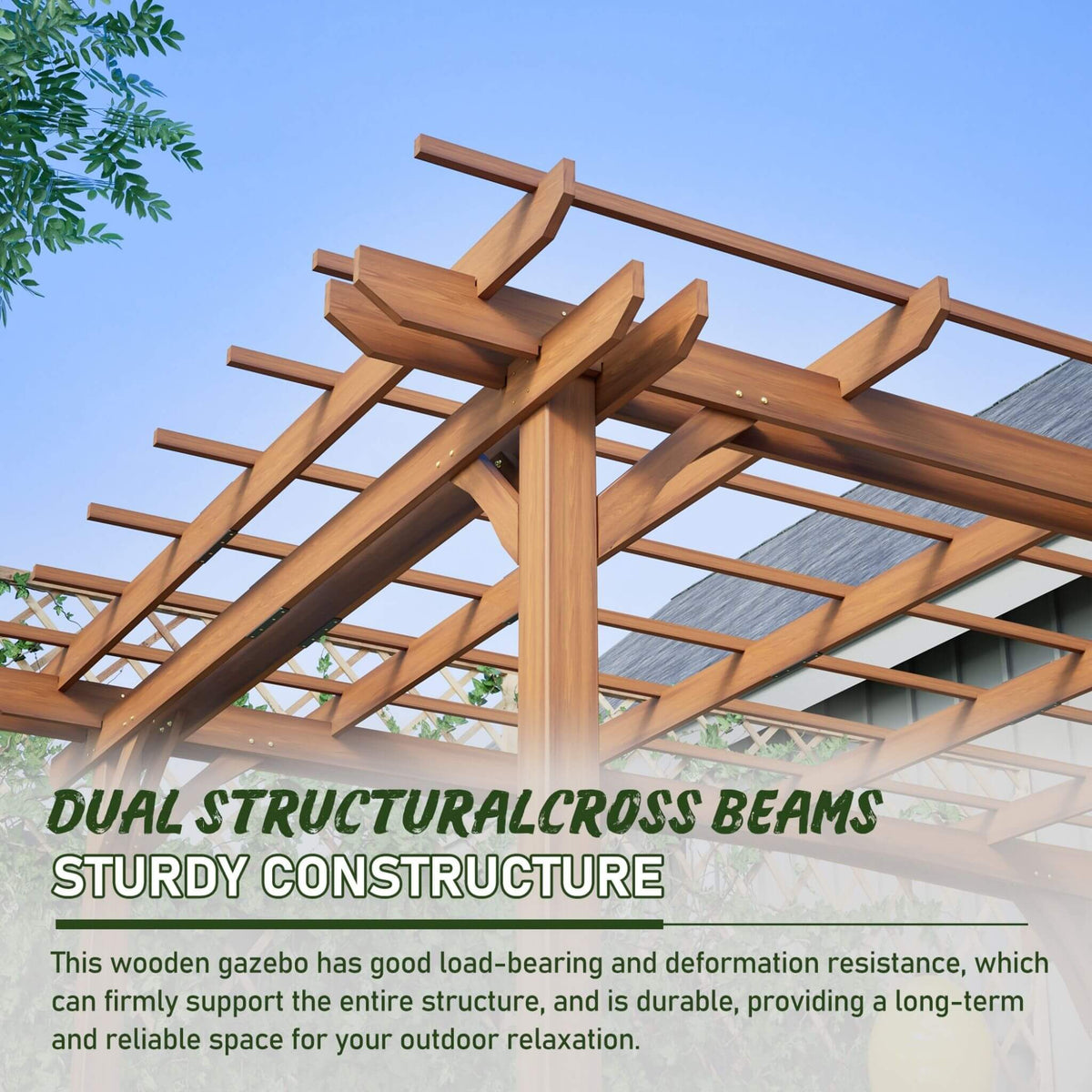 [10X12FT] Premium Extra-Large Outdoor Weather-Resistant Wooden Grape Pergola (SAK16278)