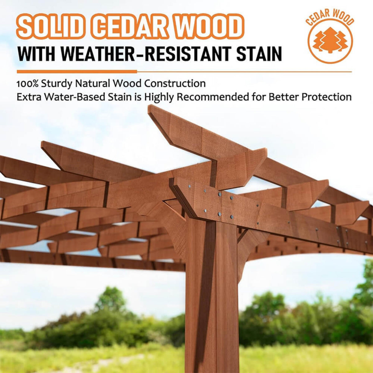[10X12FT] Premium Outdoor All-Season Backyard Patio Cedar Wood Gazebo Pergola With Arched Roof (SAK42915)