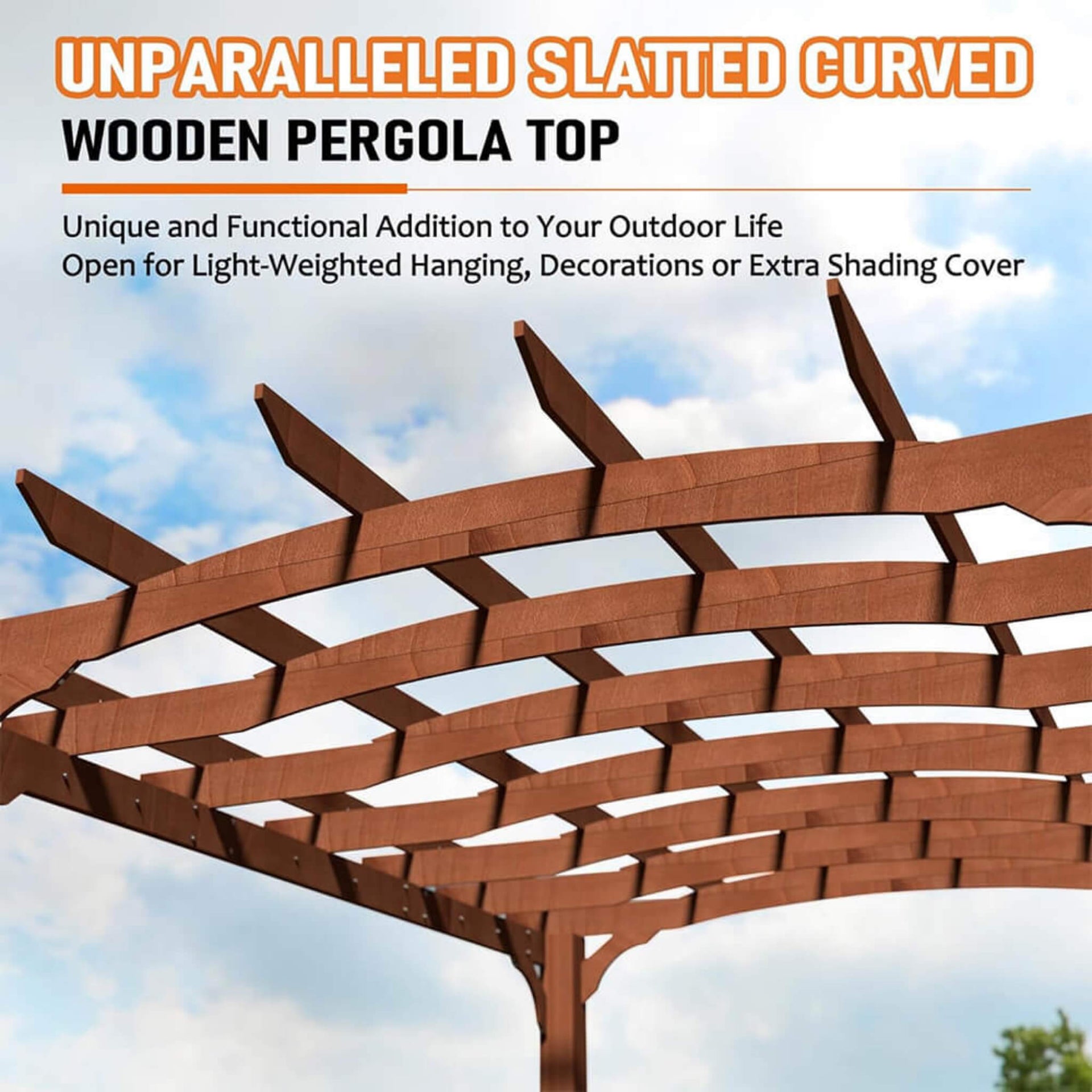 [10X12FT] Premium Outdoor All-Season Backyard Patio Cedar Wood Gazebo Pergola With Arched Roof (SAK42915)