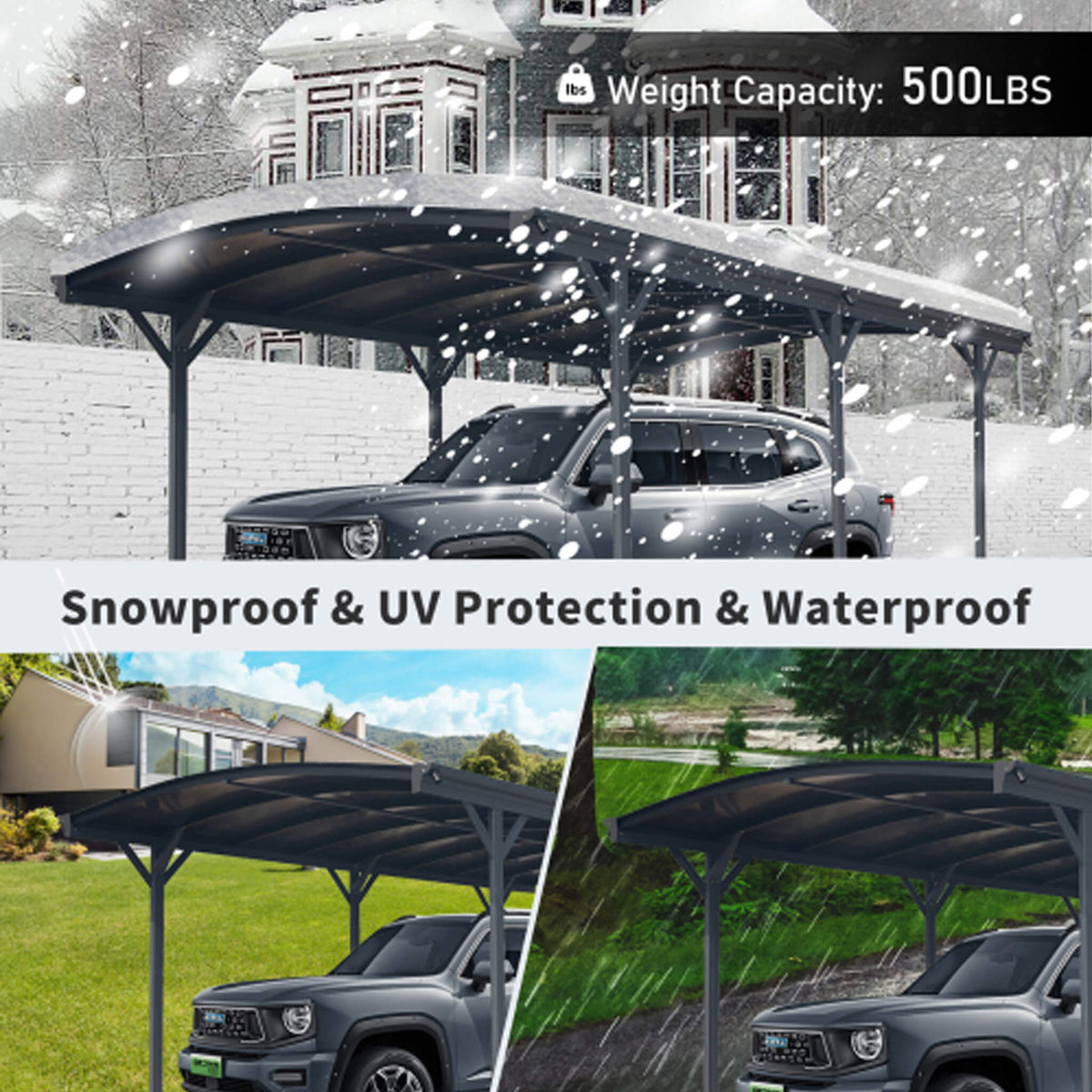 [10X19FT] Heavy-Duty Outdoor Aluminum Arch Carport With Polycarbonate Panels (SAK86109)