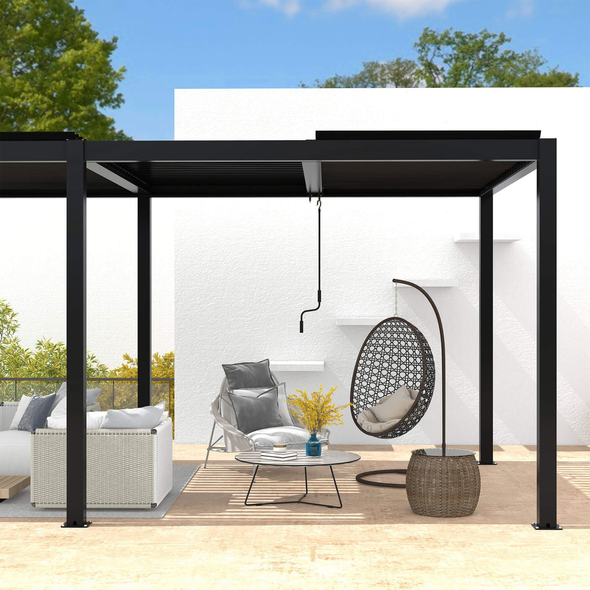 [10X19FT] Premium Powder-Coated Aluminum Pergola With Adjustable Louvers (SAK78345)