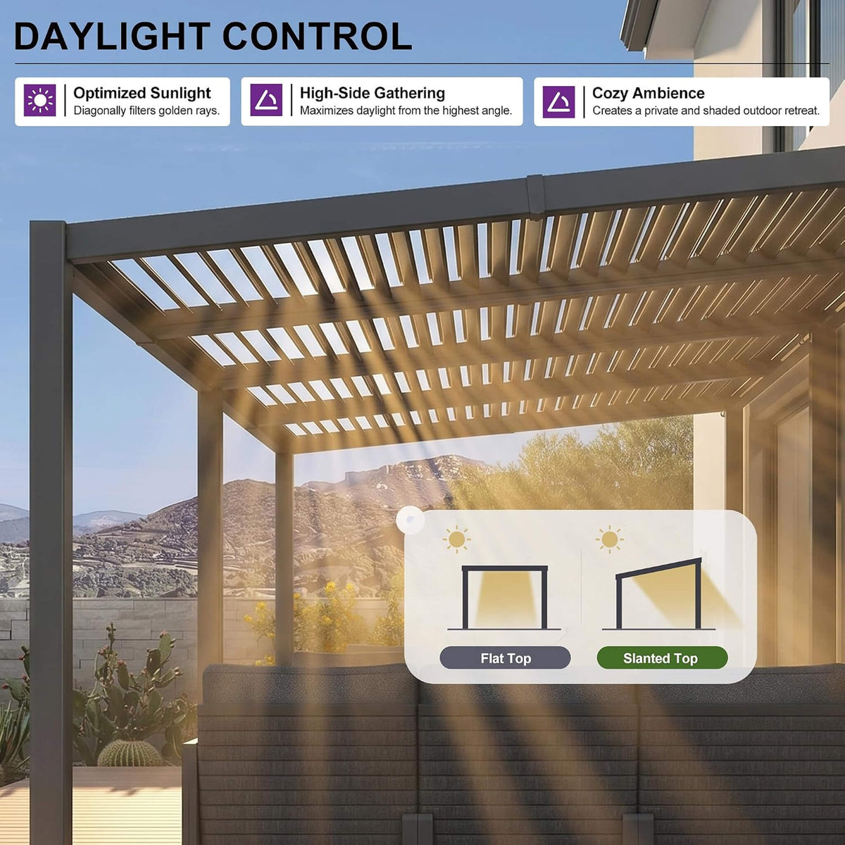 [10X20FT] Modern Louvered Aluminum Pergola With Sloped Roof (SAK12034)