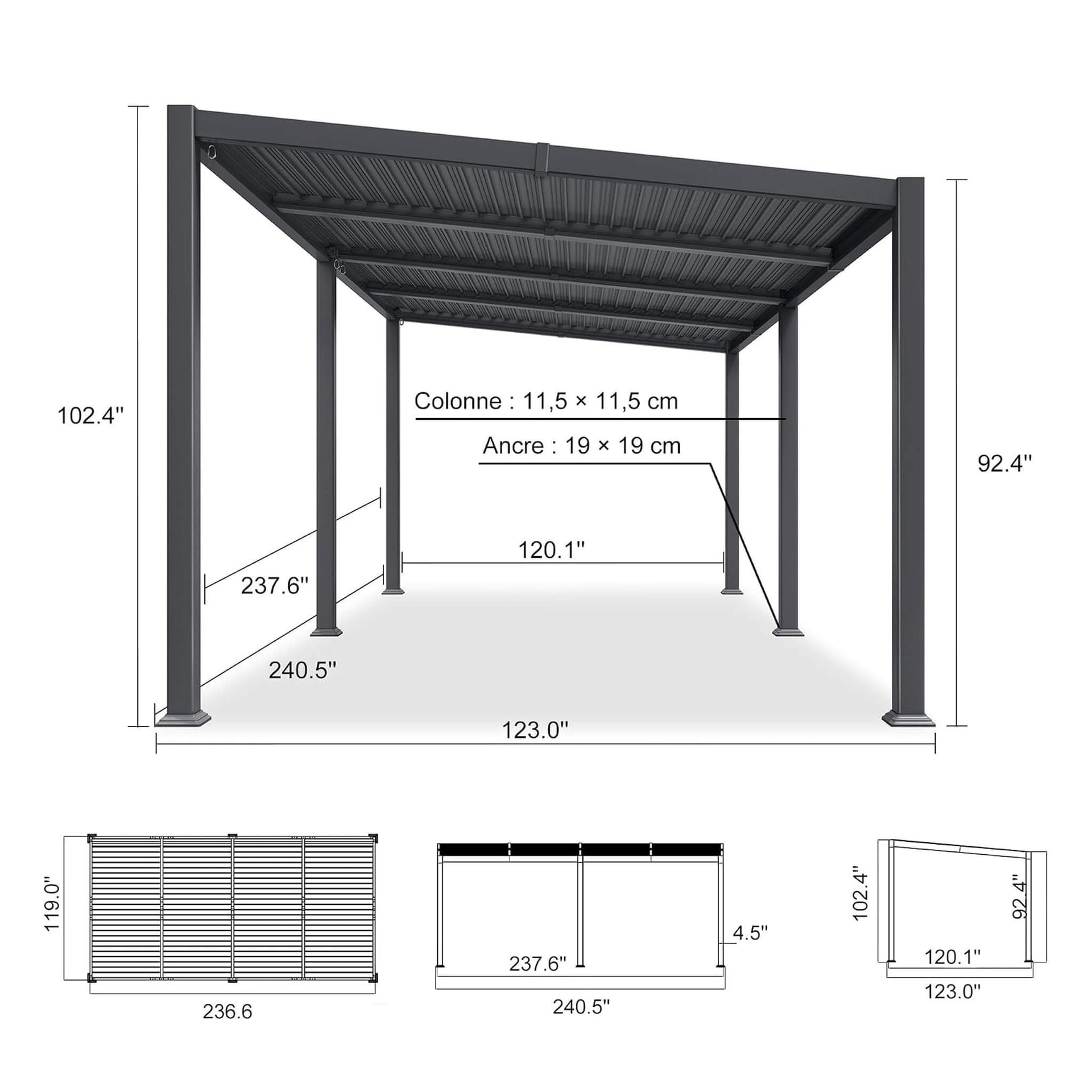 [10X20FT] Modern Louvered Aluminum Pergola With Sloped Roof (SAK12034)