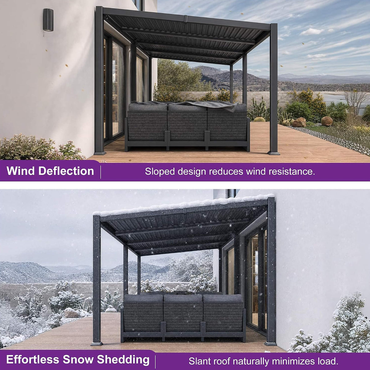 [10X20FT] Modern Louvered Aluminum Pergola With Sloped Roof (SAK12034)