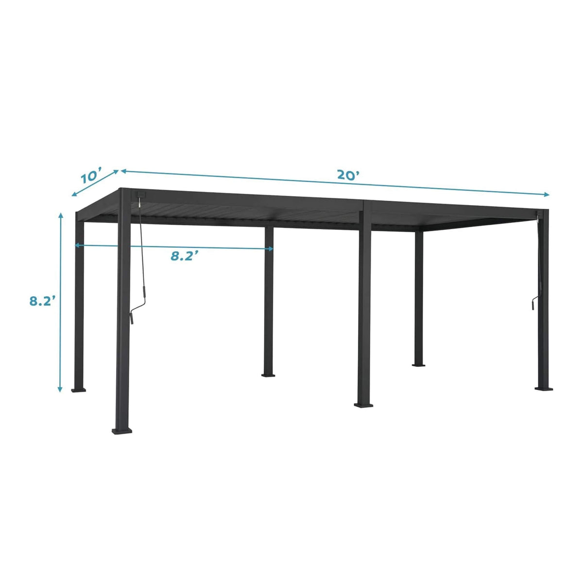 [10X20FT] Modern Outdoor Adjustable Charcoal Louvered Pergola With Screens And Built-In Drainage (SAK64973)