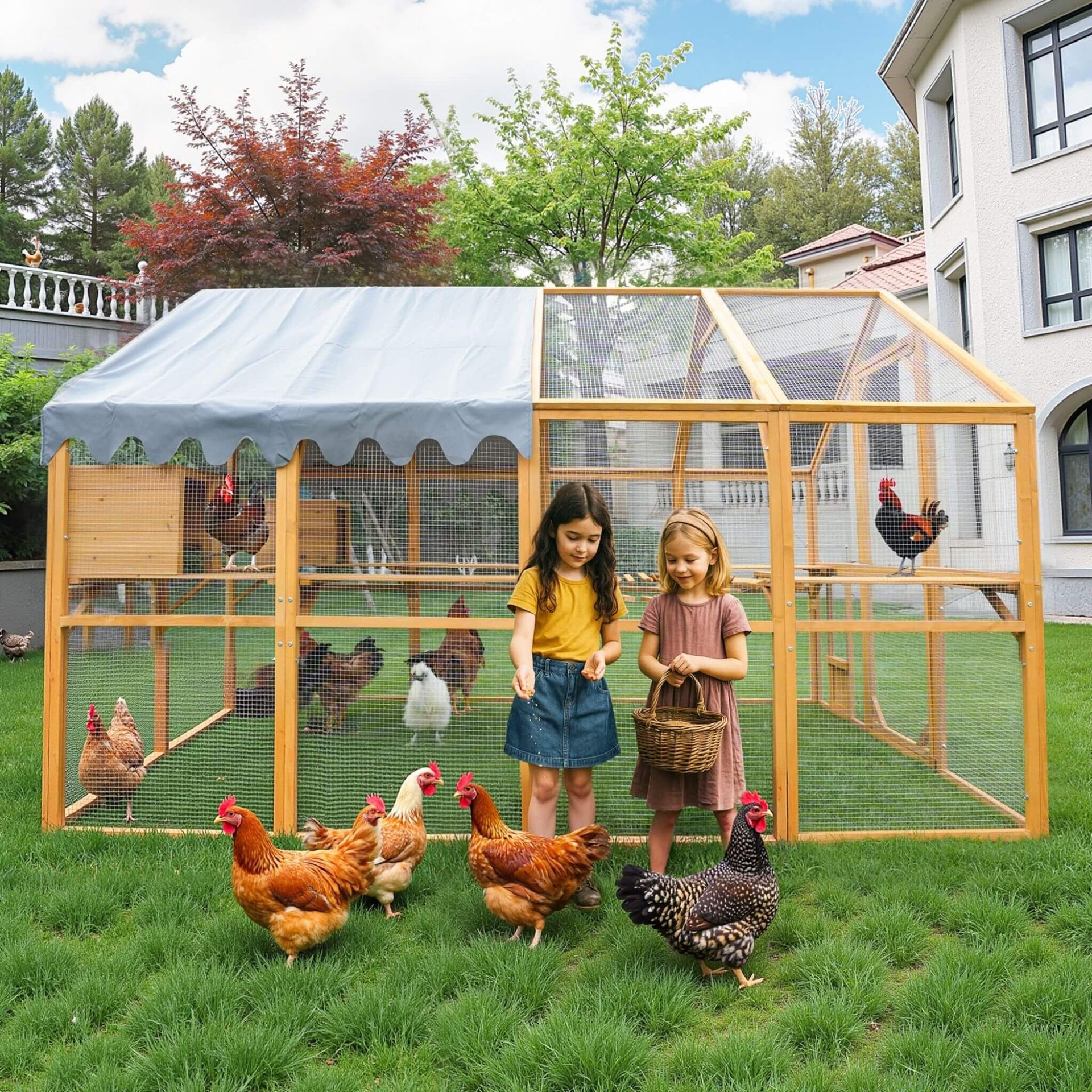 110-Inch Large Outdoor Kitten Playpen Chicken Coop With Waterproof Cover (SAK15370) SAKSBY WHOLESALE