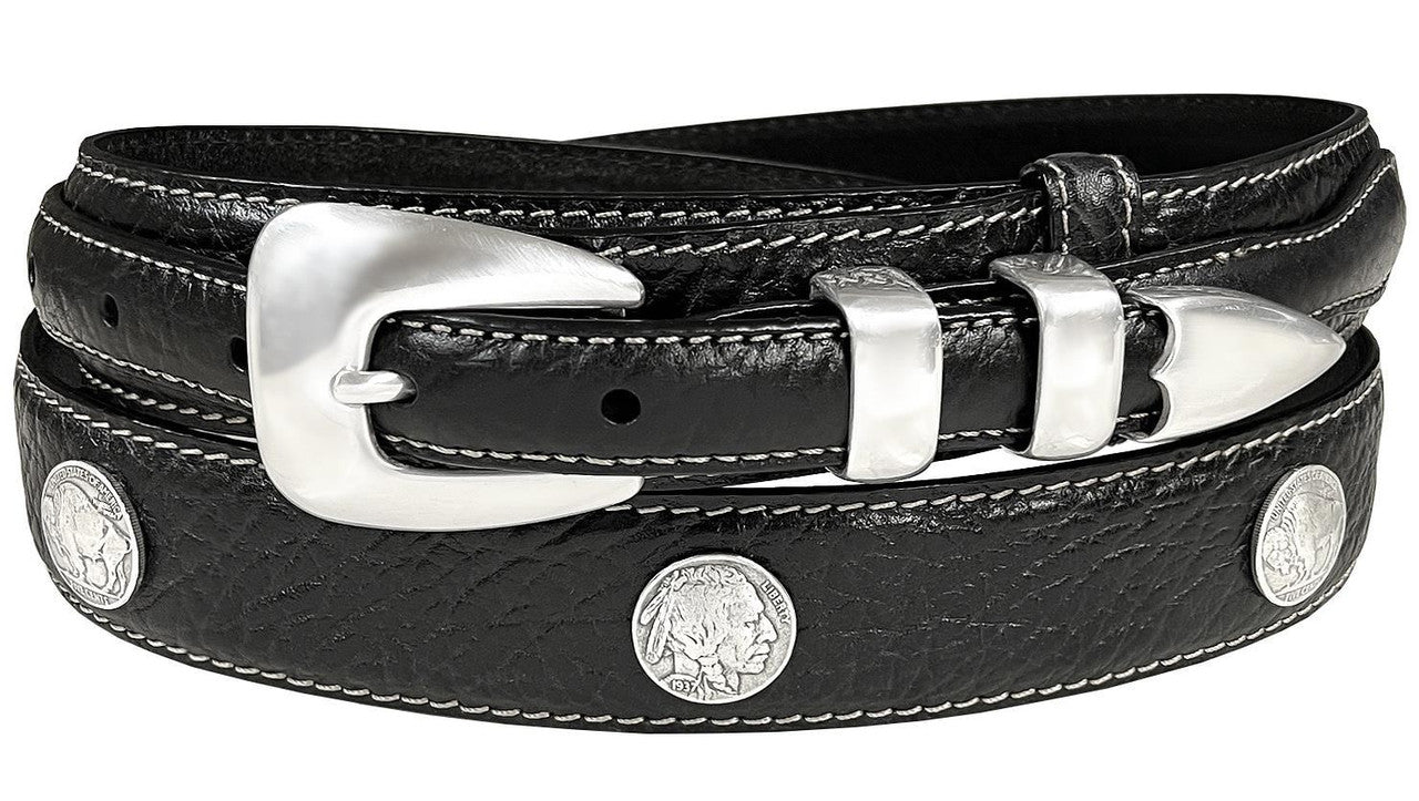 Buffalo Indian Head Coin Conchos Western Leather Ranger Belt