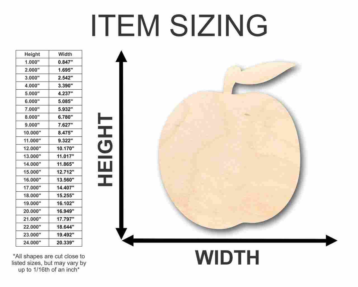 Unfinished Wood Peach Shape - Fruit - Craft - up to 46