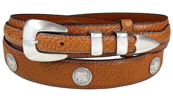 Buffalo Indian Head Coin Conchos Western Leather Ranger Belt