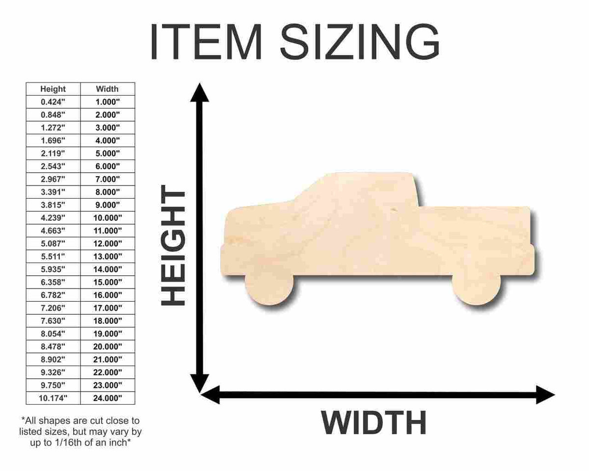 Unfinished Wood Pickup Truck Shape - Craft - up to 46