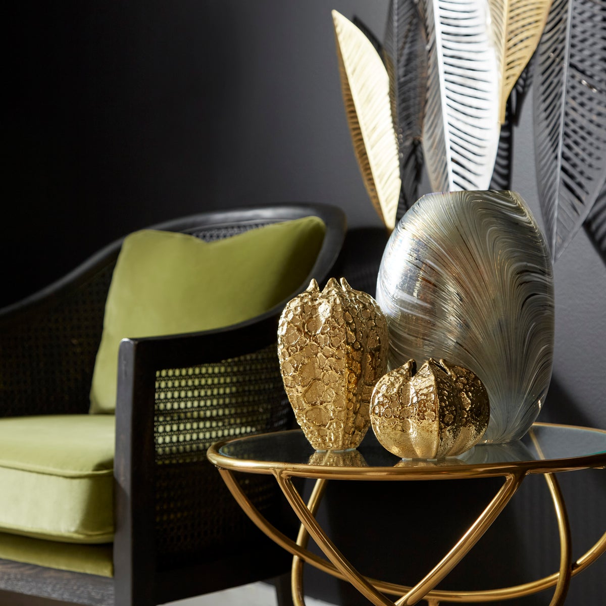 Leaflet Wall Decor | Gold-Noir-Silver