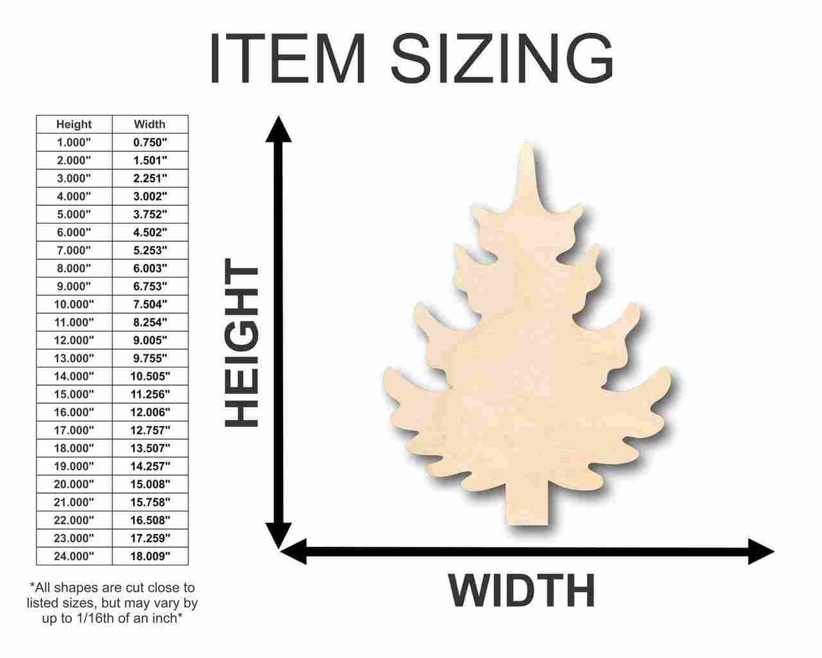Unfinished Wood Pine Tree Shape - Fall - Winter - Craft - up to 46