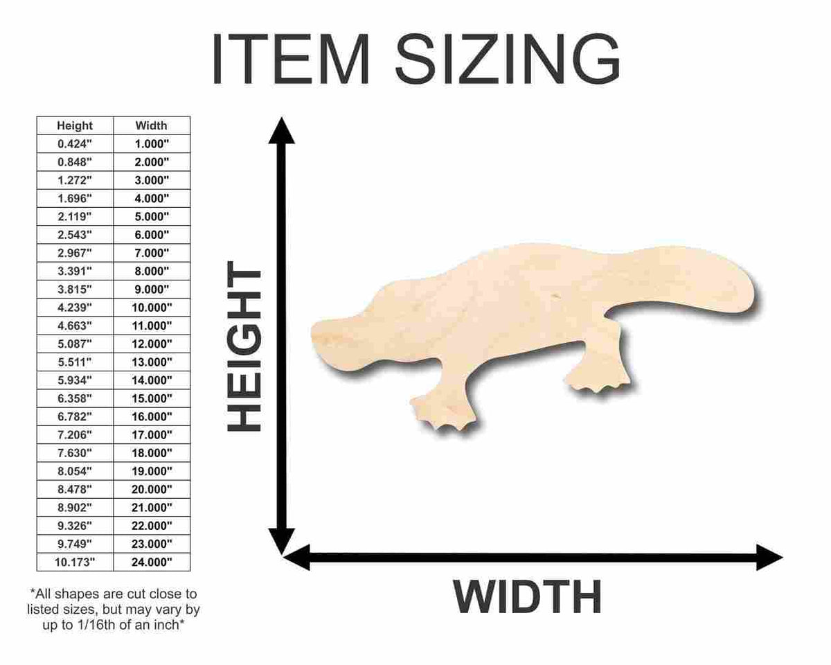 Unfinished Wood Platypus Shape - Animal - Craft - up to 46