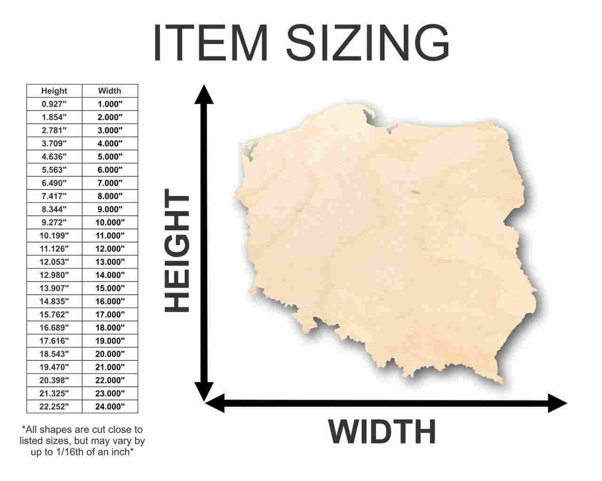 Unfinished Wood Poland Shape - Country - Craft - up to 46