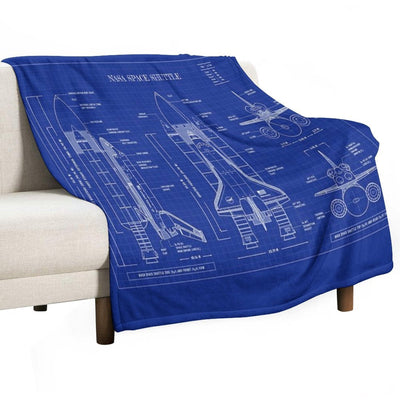 NASA Space Shuttle (Blueprint) Shrink-resistant Throw Blanket