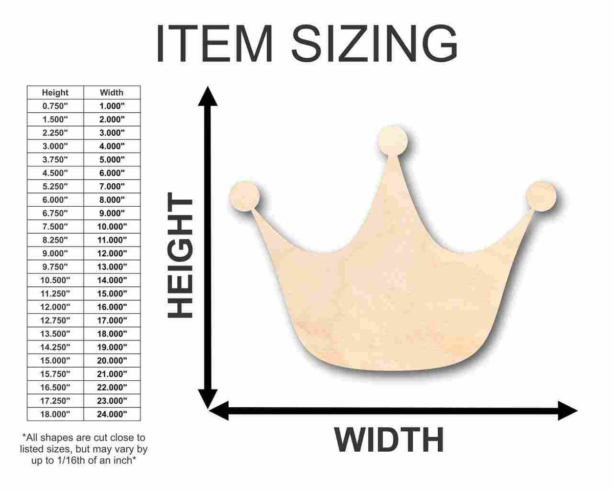 Unfinished Wood Princess Crown Shape - Royalty - Craft - up to 46