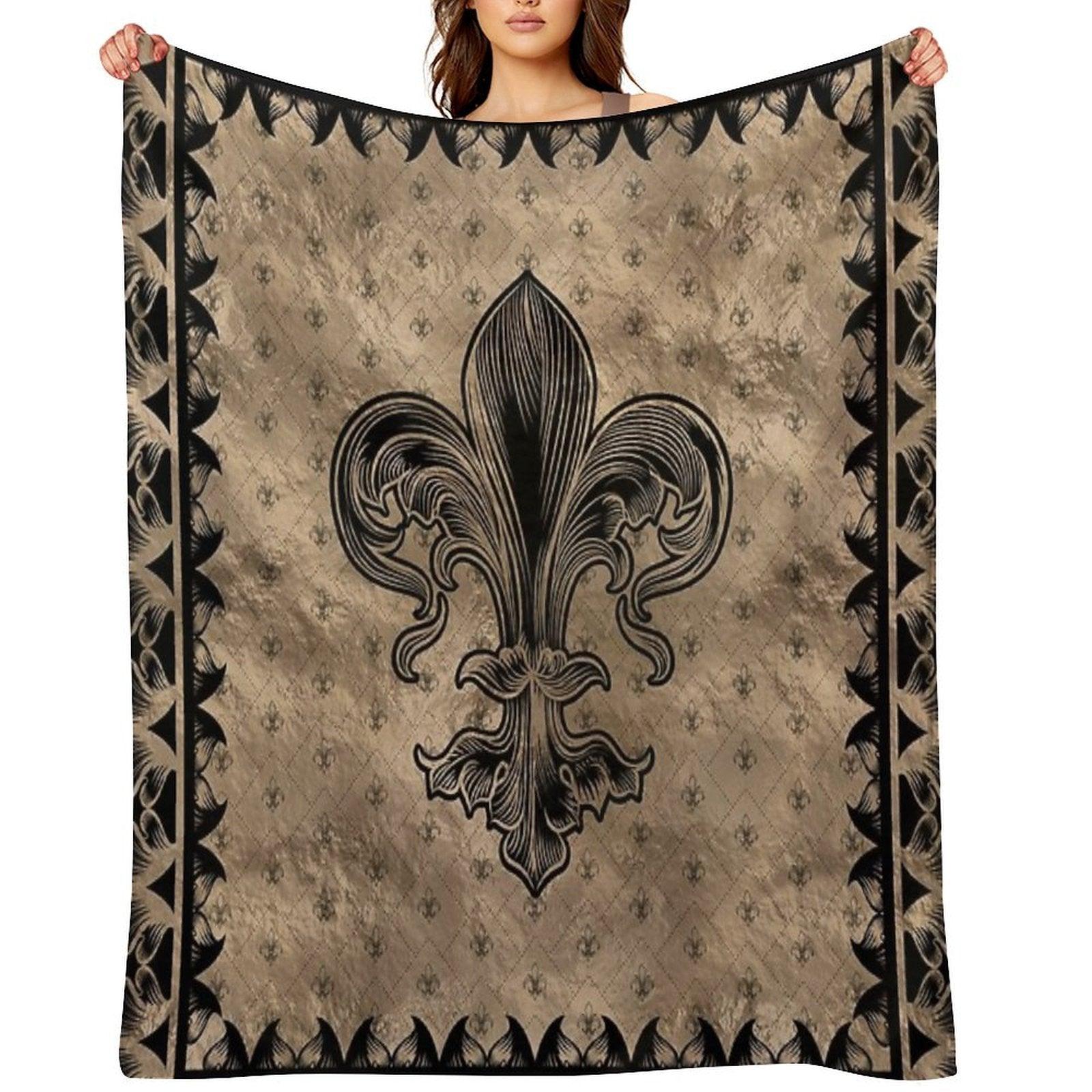 Fleur-de-lis - Black And Gold Throw Blanket