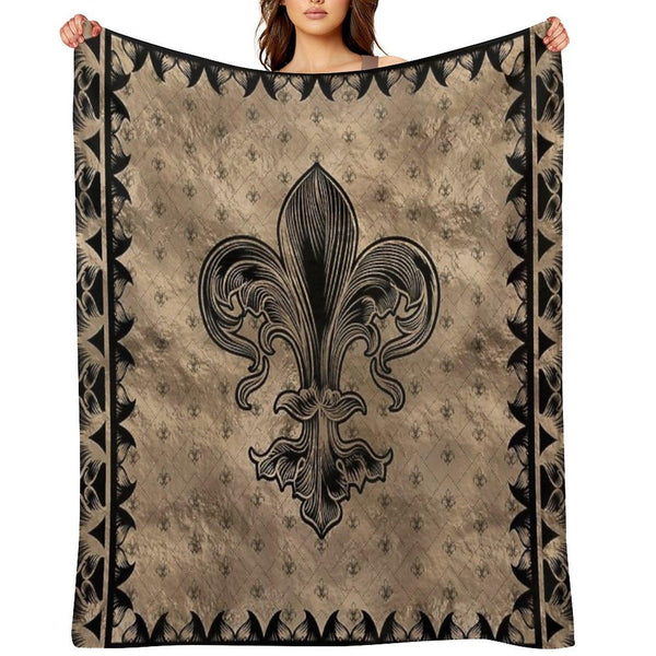 Fleur-de-lis - Black And Gold Throw Blanket