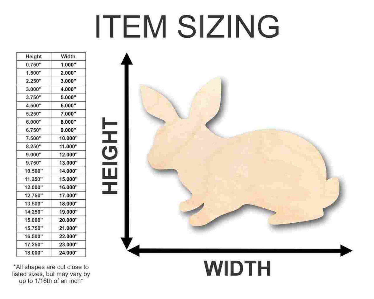 Unfinished Wood Rabbit Shape - Animal - Craft - up to 46