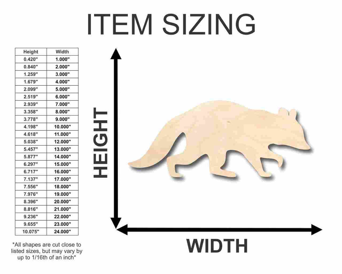 Unfinished Wood Raccoon Shape - Animal - Craft - up to 46