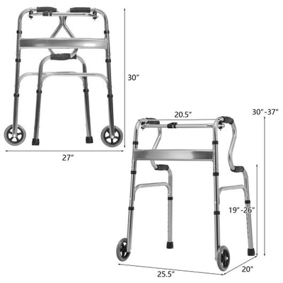 Aluminum Heavy-Duty Folding Wheeled Stand-Assist Walker-Gray