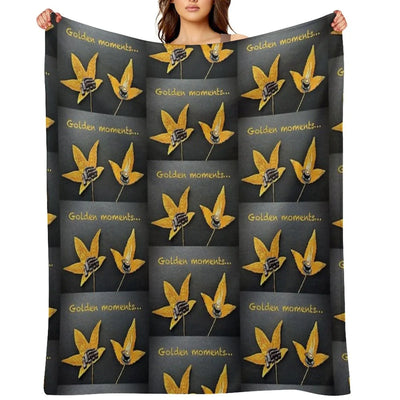 Golden Moments, Coffee And Cake Painting on Autumn Leaves Throw Blanket