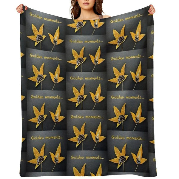 Golden Moments, Coffee And Cake Painting on Autumn Leaves Throw Blanket