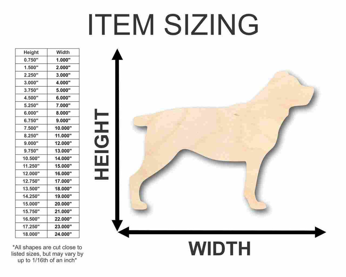 Unfinished Wood Rottweiler Dog Shape - Animal - Pet - Craft - up to 46