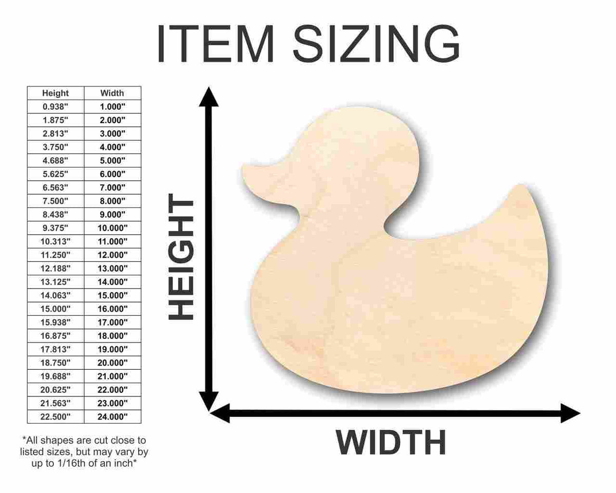 Unfinished Wood Rubber Duck Shape - Bath Time - Nursery Decor - Craft- up to 46