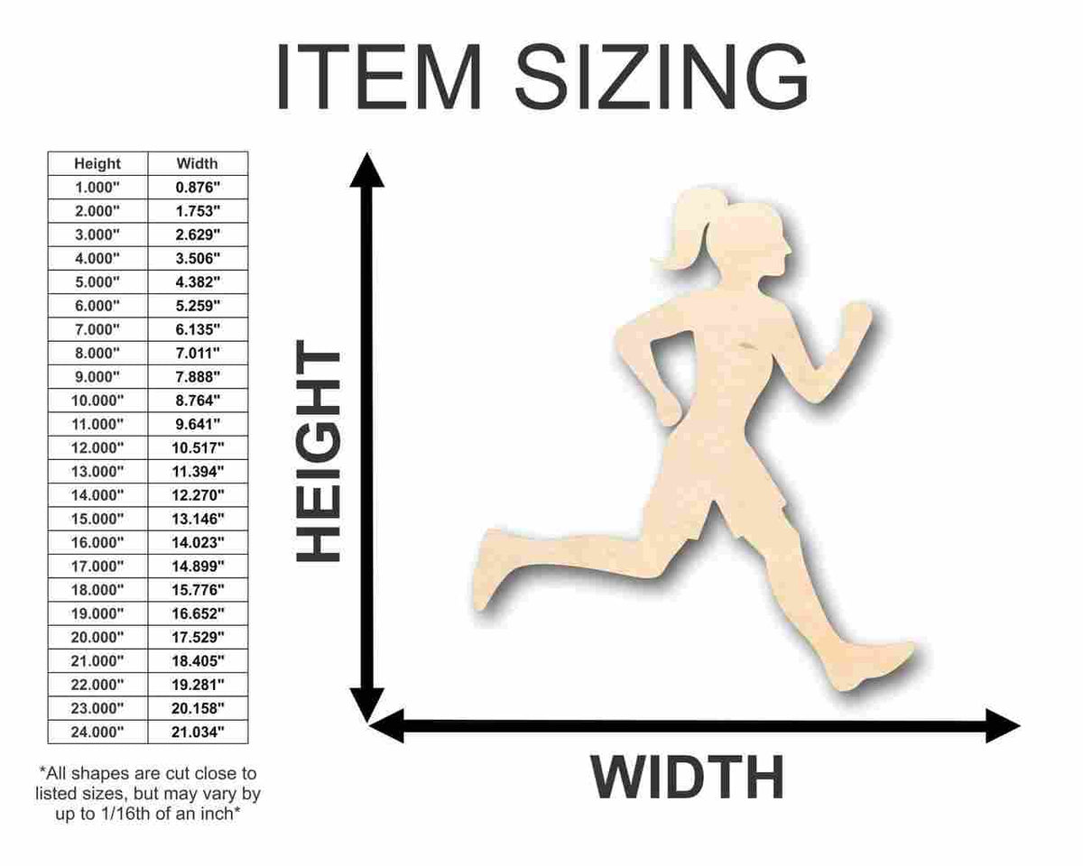 Unfinished Wood Running Girl Shape - Track Cross Country - Sports - Room Decor - up to 46