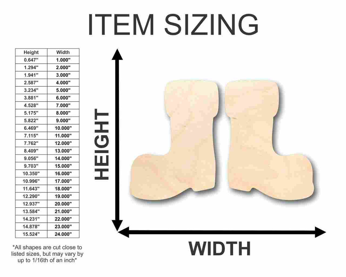 Unfinished Wood Santa Claus Boots Shape - Christmas - Ornament - Craft - up to 46