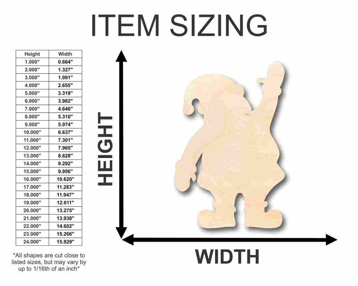 Unfinished Wood Santa Claus Wave Shape - Christmas - Ornament - Craft - up to 46